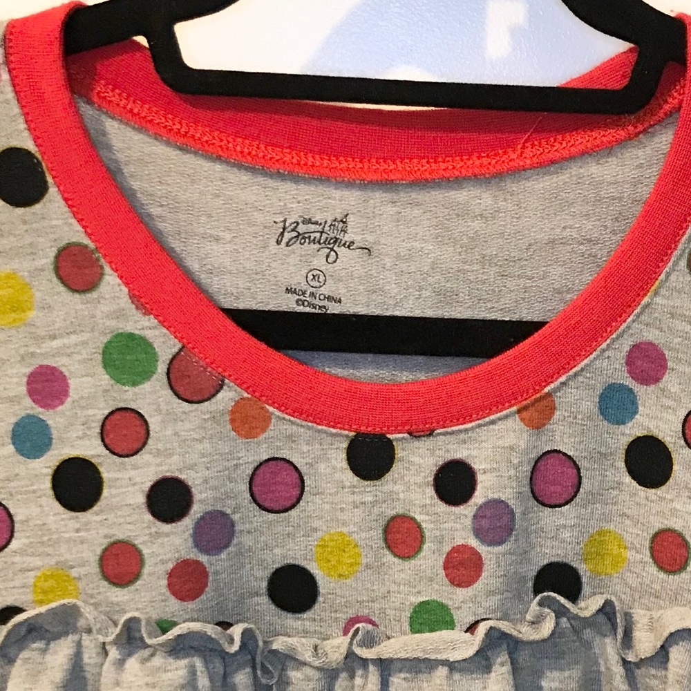 Minnie Rocks the Dots Grey Ruffle Sweater XL - Picture 3 of 6